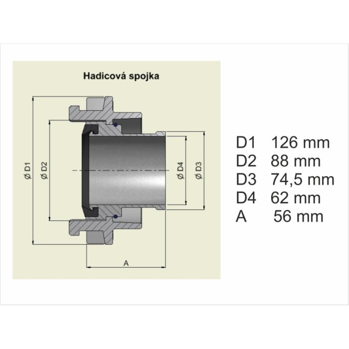 Fire hose coupling B75 forged Al (pair)