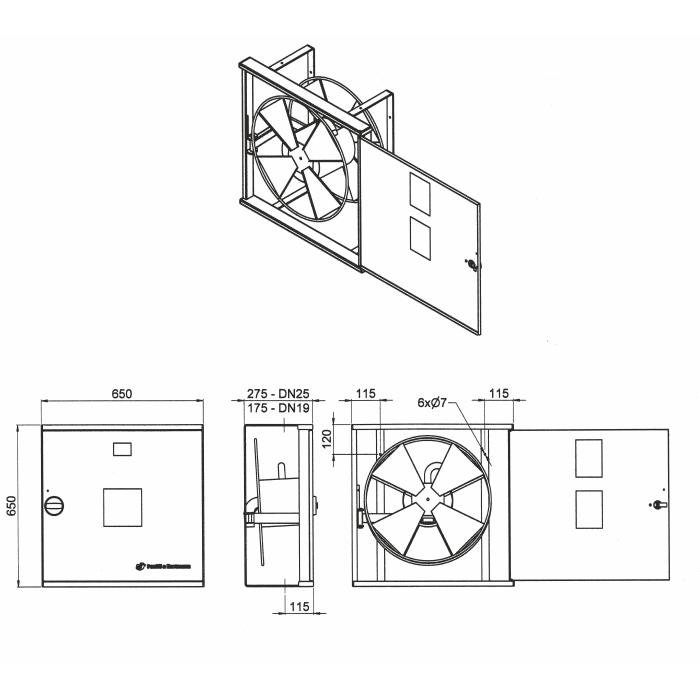 Hydrant system with dimensionally stable hose D19 -30bm - full door - nozzle eq.6